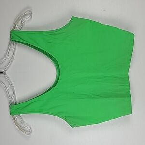 BuffBunny Collection Neon Margarita Green Scoop Neck Cropped Athletic Tank Top M